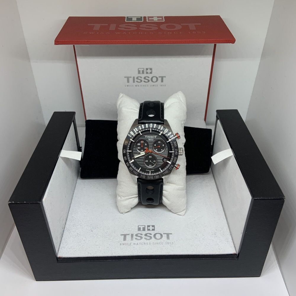 Tissot T100417A Black Leather Analog Dial Quartz Genuine Wrist Watch AEW85